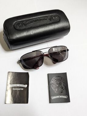 Chrome Hearts The Beast Sunglasses Black Red Aviator Gray Lens Cross